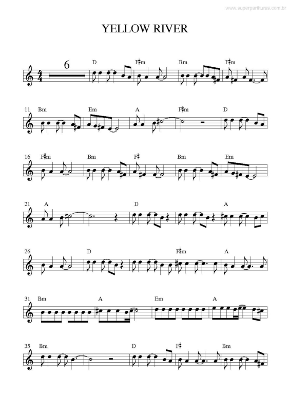 Partitura da música Yellow River