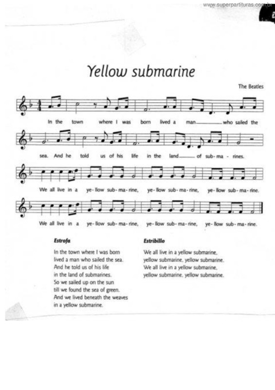 Partitura da música Yellow Submarine v.4