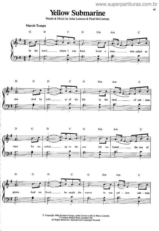 Partitura da música Yellow Submarine v.5