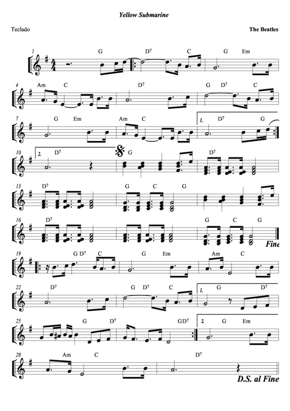 Partitura da música Yellow Submarine v.6