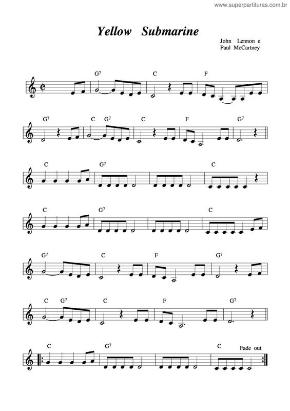 Partitura da música Yellow Sunmarine