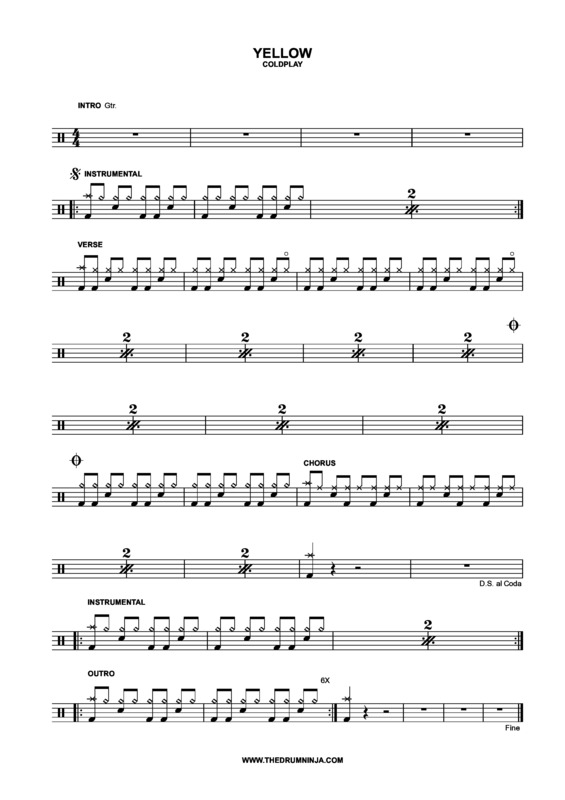 Partitura da música Yellow v.10