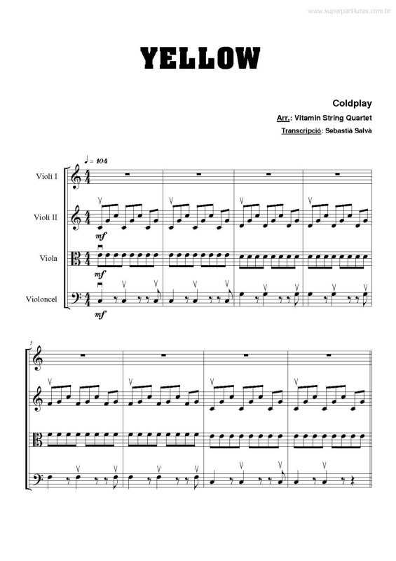 Partitura da música Yellow v.3