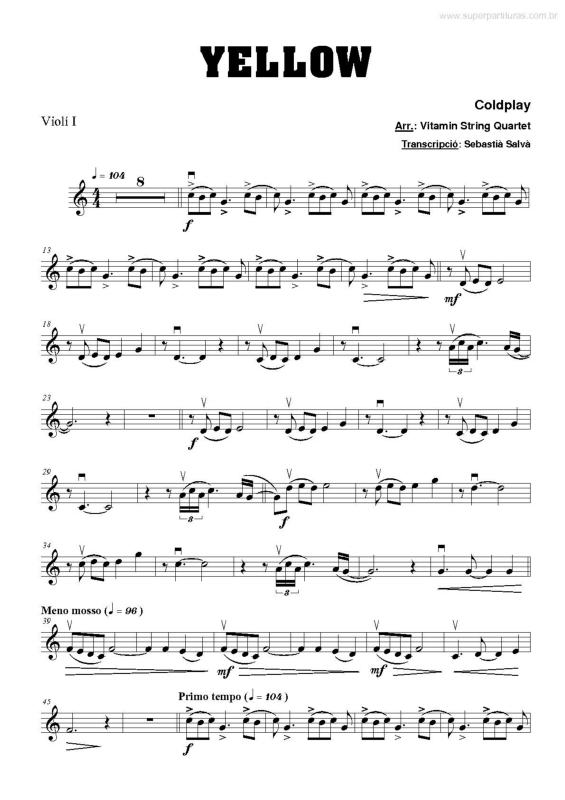 Partitura da música Yellow v.4