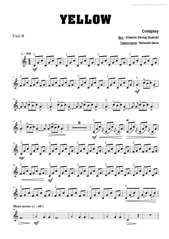 Partitura da música Yellow v.5