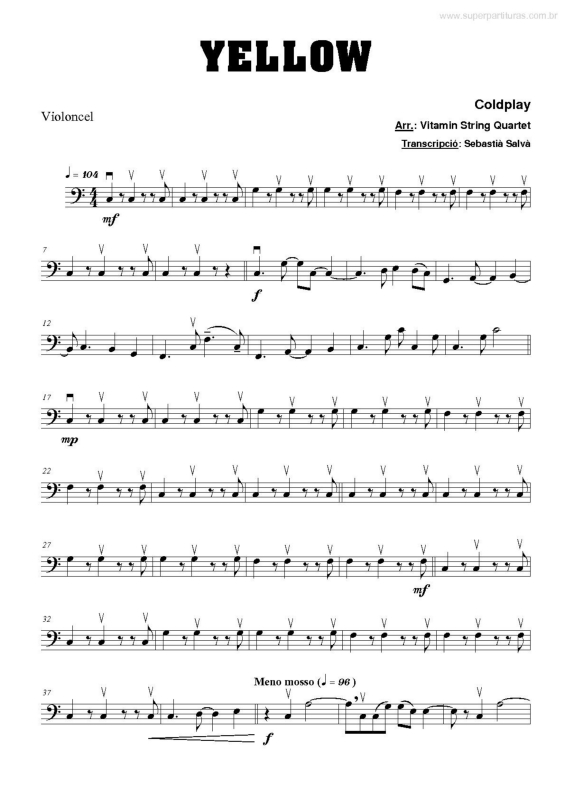 Partitura da música Yellow v.7