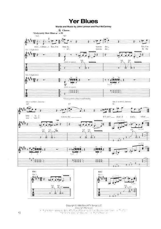 Partitura da música Yer Blues