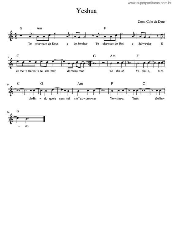 Partitura da música Yeshua v.12