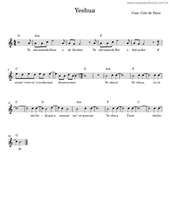 Partitura da música Yeshua v.13