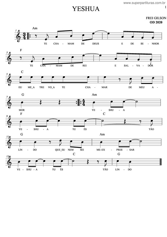 Partitura da música Yeshua v.3