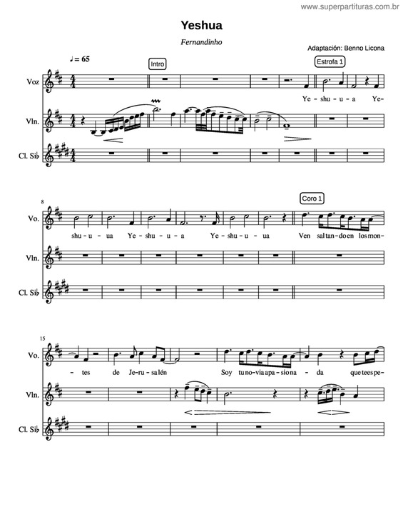 Partitura da música Yeshua v.6