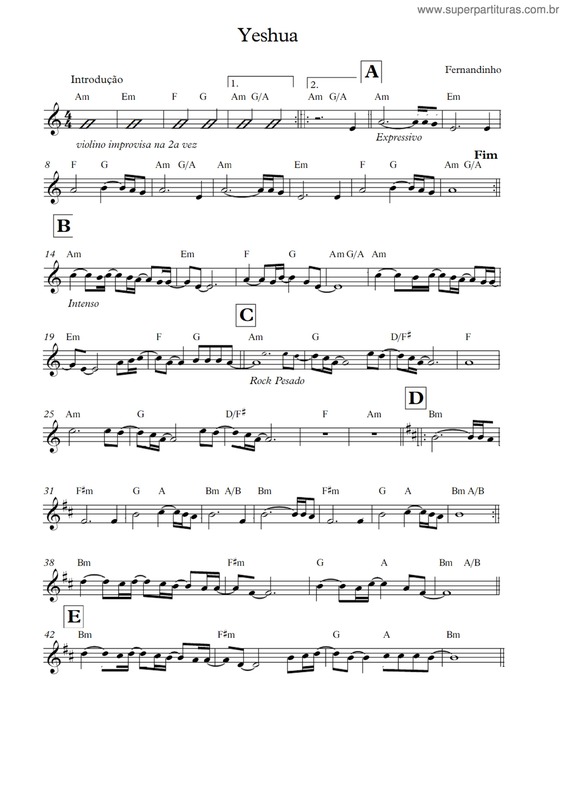 Partitura da música Yeshua v.7