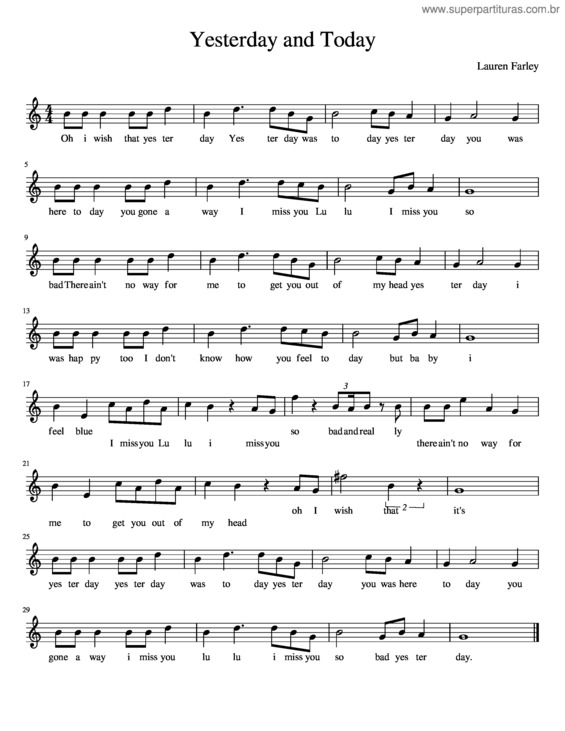 Partitura da música Yesterday And Today