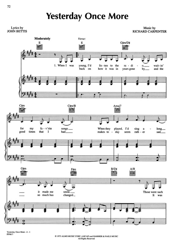 Partitura da música Yesterday Once More v.2