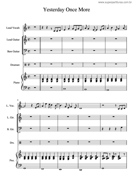 Partitura da música Yesterday Once More v.3