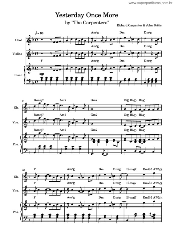 Partitura da música Yesterday Once More v.4