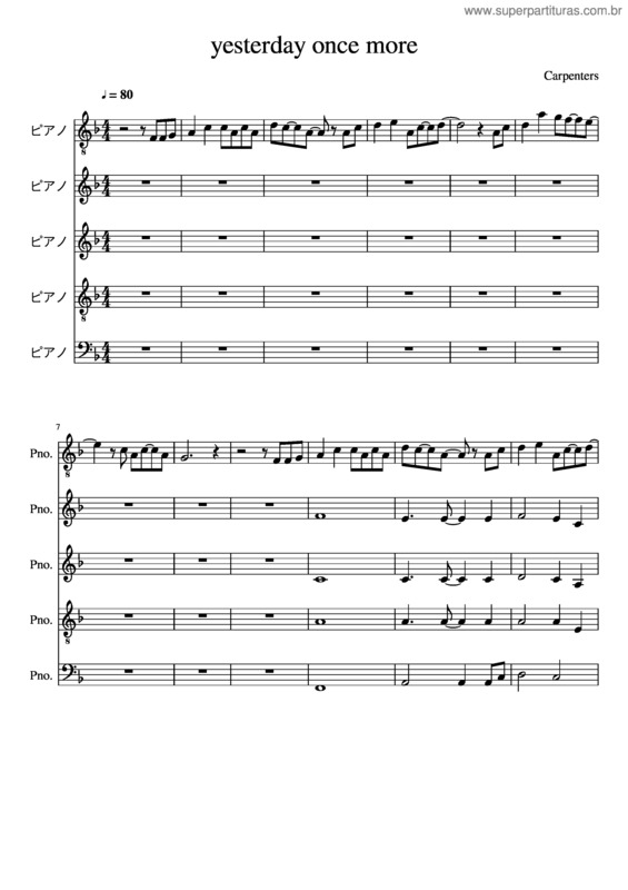 Partitura da música Yesterday Once More v.6