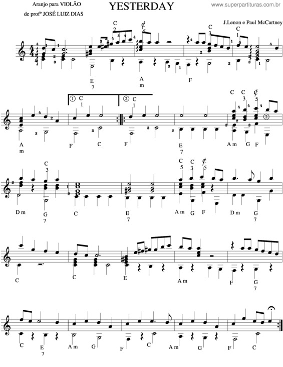 Partitura da música Yesterday v.10