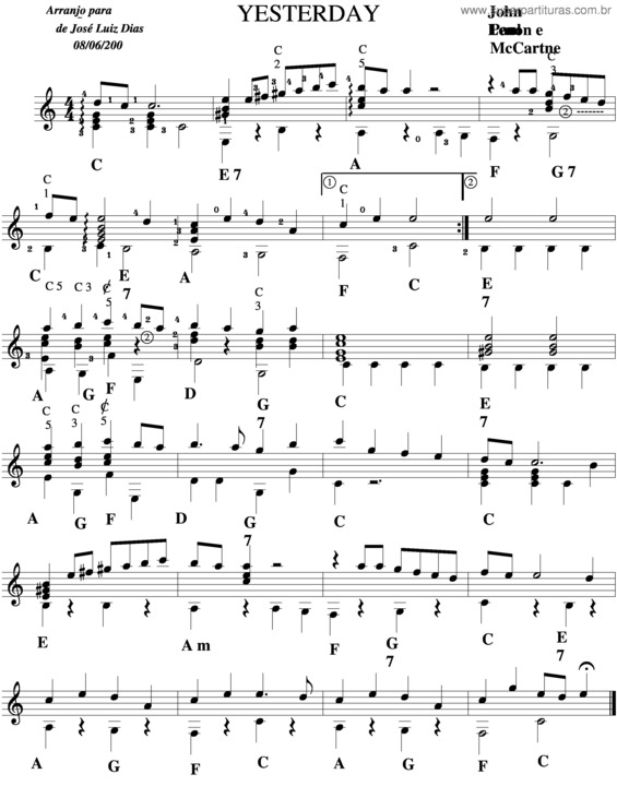 Partitura da música Yesterday v.11