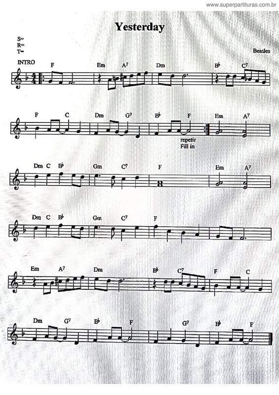 Partitura da música Yesterday v.33