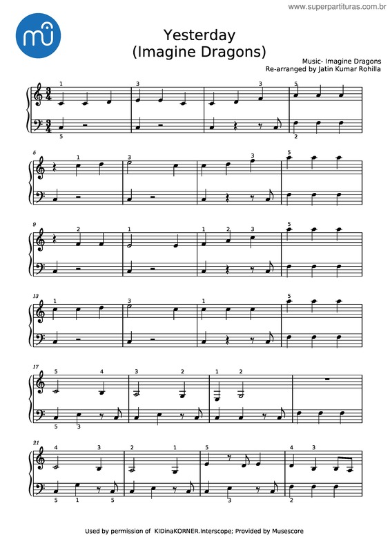 Partitura da música Yesterday v.36