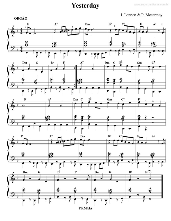 Partitura da música Yesterday v.6