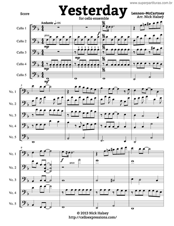 Partitura da música Yesterday v.7