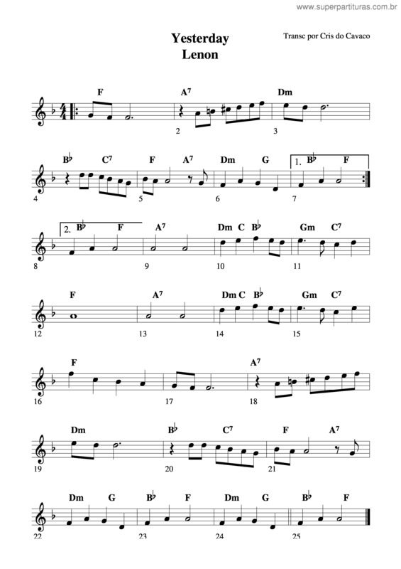 Partitura da música Yesterday v.8