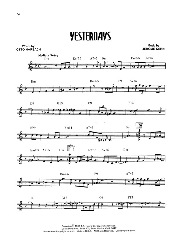 Partitura da música Yesterdays v.2