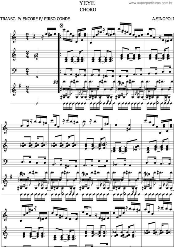 Partitura da música Yeye v.2