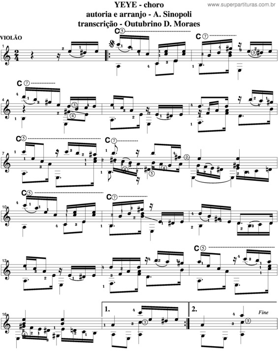 Partitura da música Yeyé