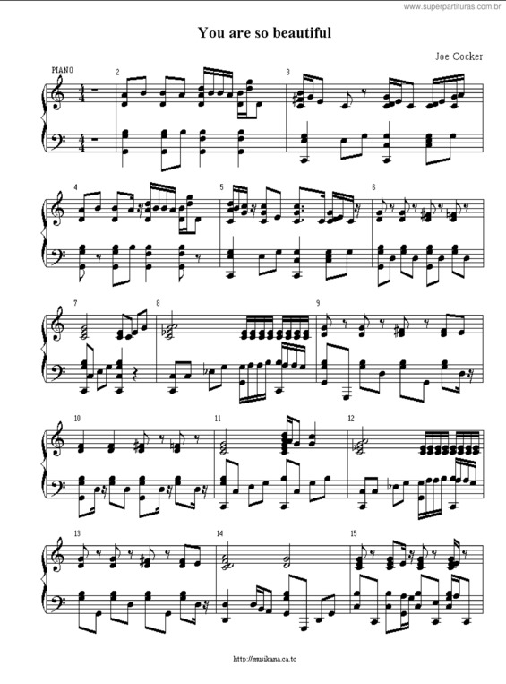 Partitura da música Yo Are So Beautiful v.2