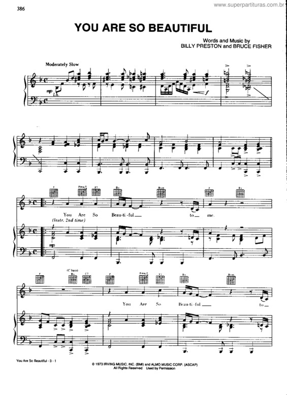 Partitura da música Yo Are So Beautiful