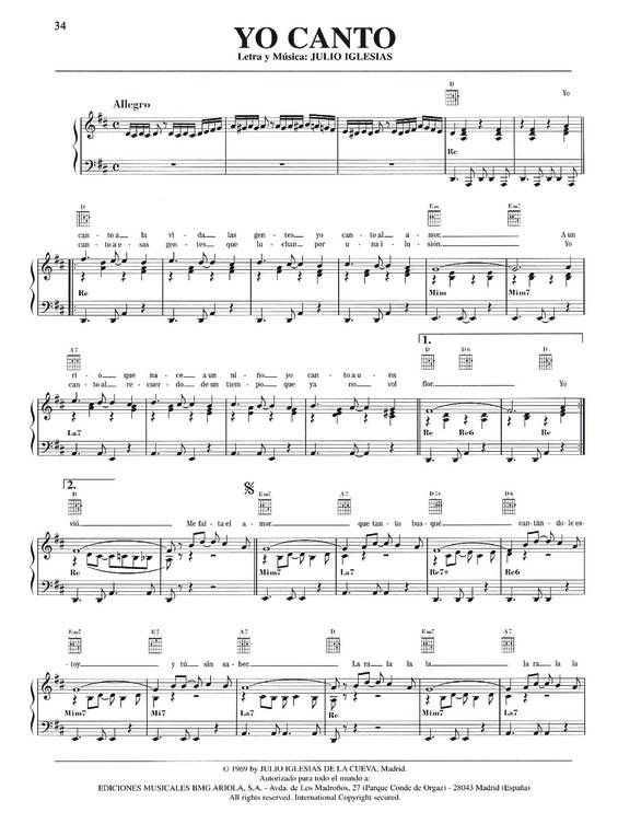 Partitura da música Yo Canto