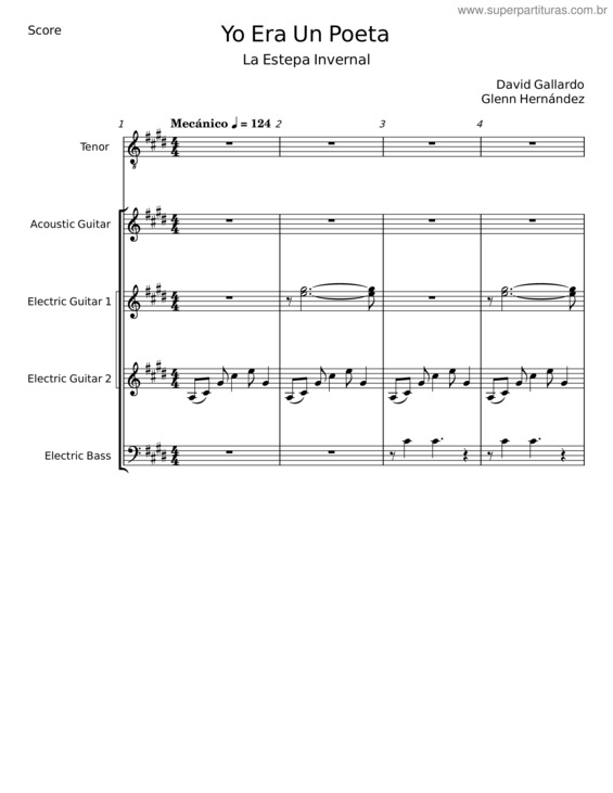 Partitura da música Yo Era Un Poeta – David Gallardo
