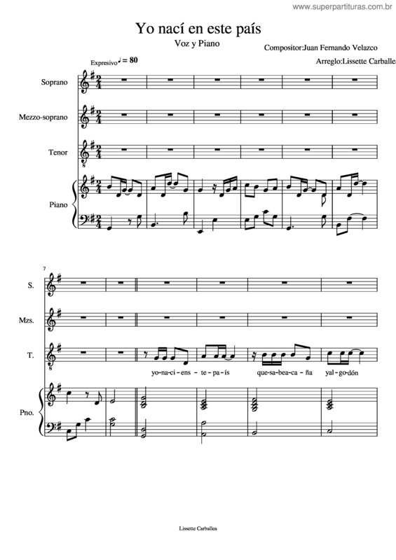 Partitura da música Yo Nací En Este País