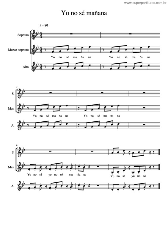 Partitura da música Yo No Sé Mañana v.2