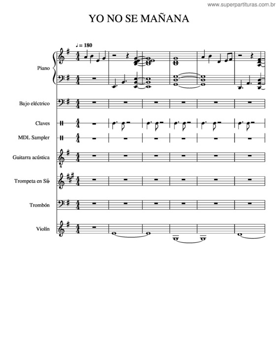 Partitura da música Yo No Se Mañana