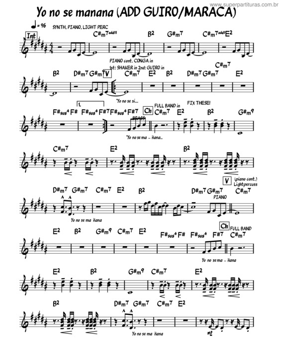 Partitura da música Yo No Se Manana – Luis Enrique Yo No Se Manana Fullband 2.0 v.2