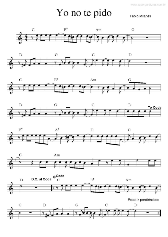 Partitura da música Yo No Te Pido