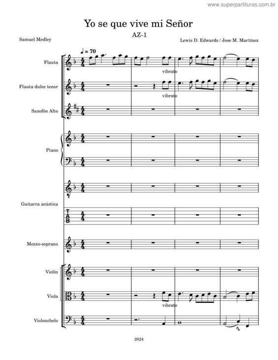 Partitura da música Yo Se Que Vive Mi Señor/I Know That My Redeemer Lives – Arr Jose M Martínez