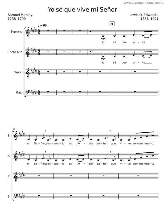 Partitura da música Yo Se Que Vive Mi Senor – Lewis D. Edwards