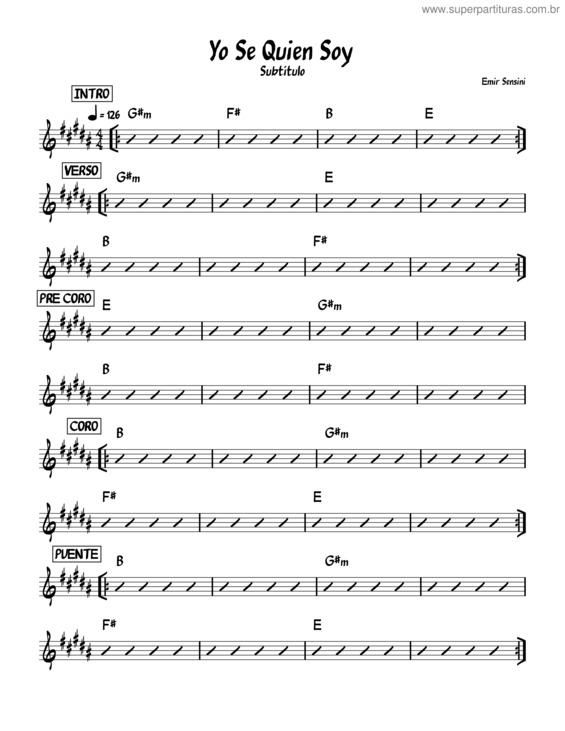 Partitura da música Yo Se Quien Soy – Emir Sensini Yo Se Quien Soy