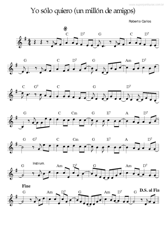 Partitura da música Yo Sólo Quiero (Un Millón de Amigos)