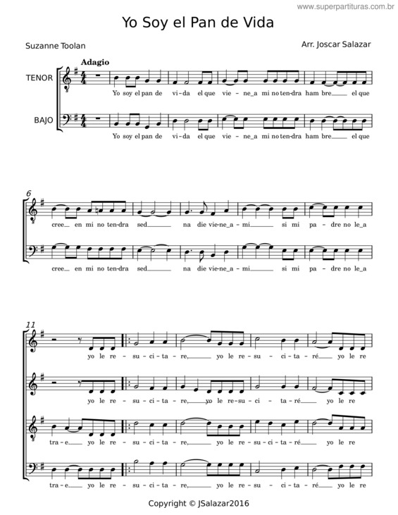Partitura da música Yo Soy El Pan De Vida – Coro Misión País