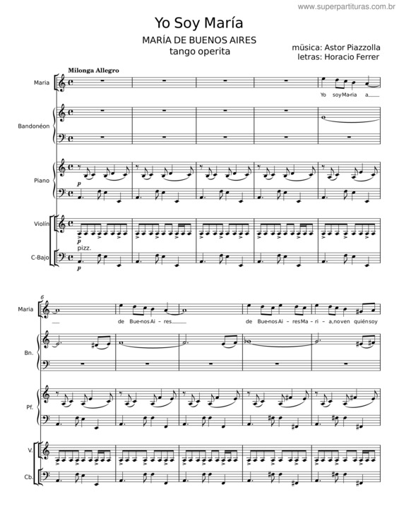 Partitura da música Yo Soy Maria – Astor Piazzolla v.9