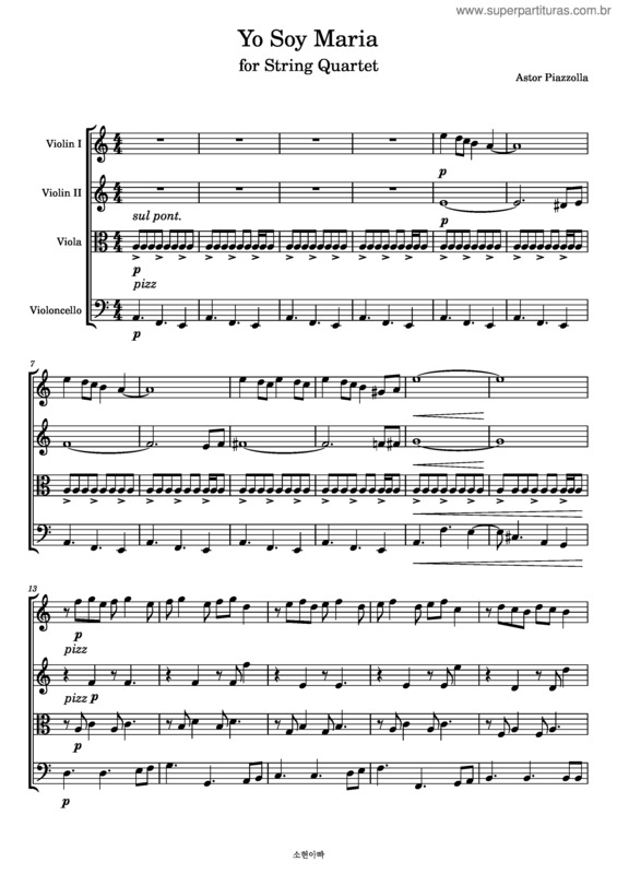 Partitura da música Yo Soy Maria – Astor Piazzolla