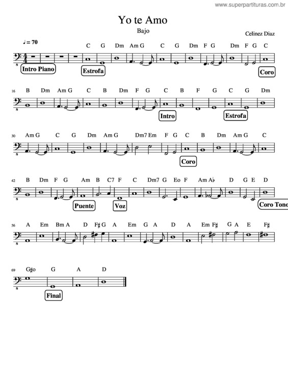 Partitura da música Yo Te Amo v.2