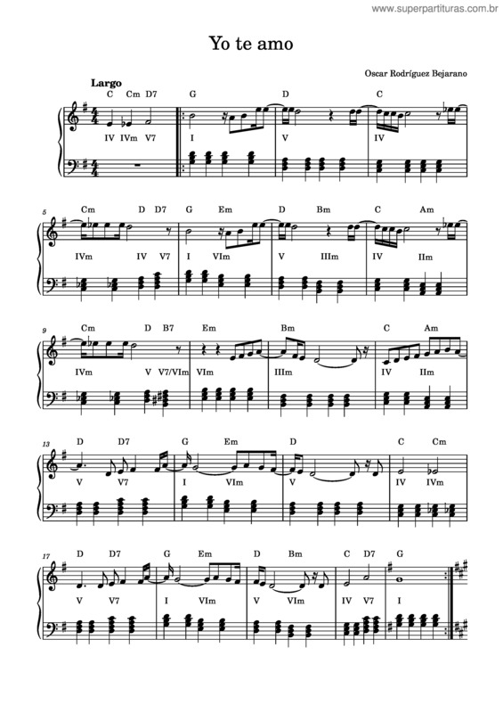 Partitura da música Yo Te Amo