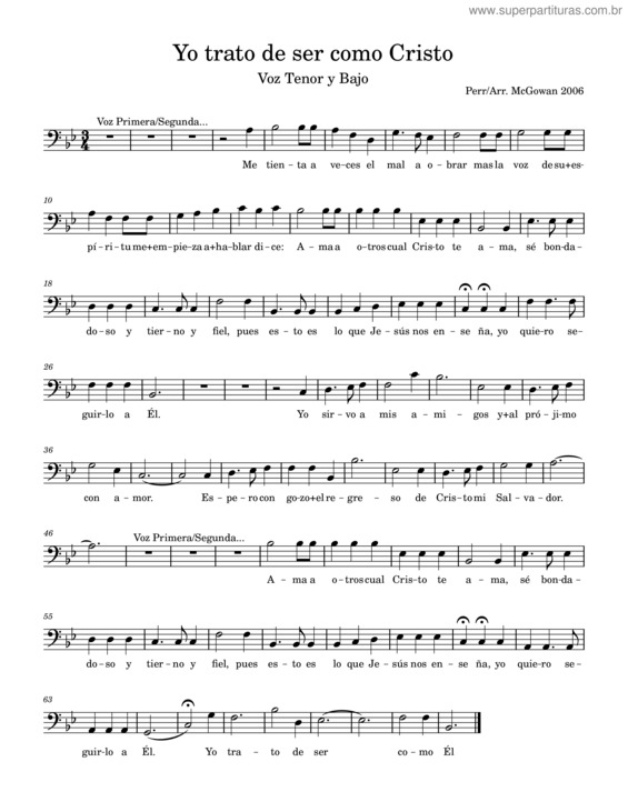 Partitura da música Yo Trato De Ser Como Cristo – Tenor Y Bajo